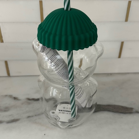 NWT LIMITED Starbucks Clear Bear Bearista Tumbler with Green Lid🎄🐻 - Picture 2 of 2